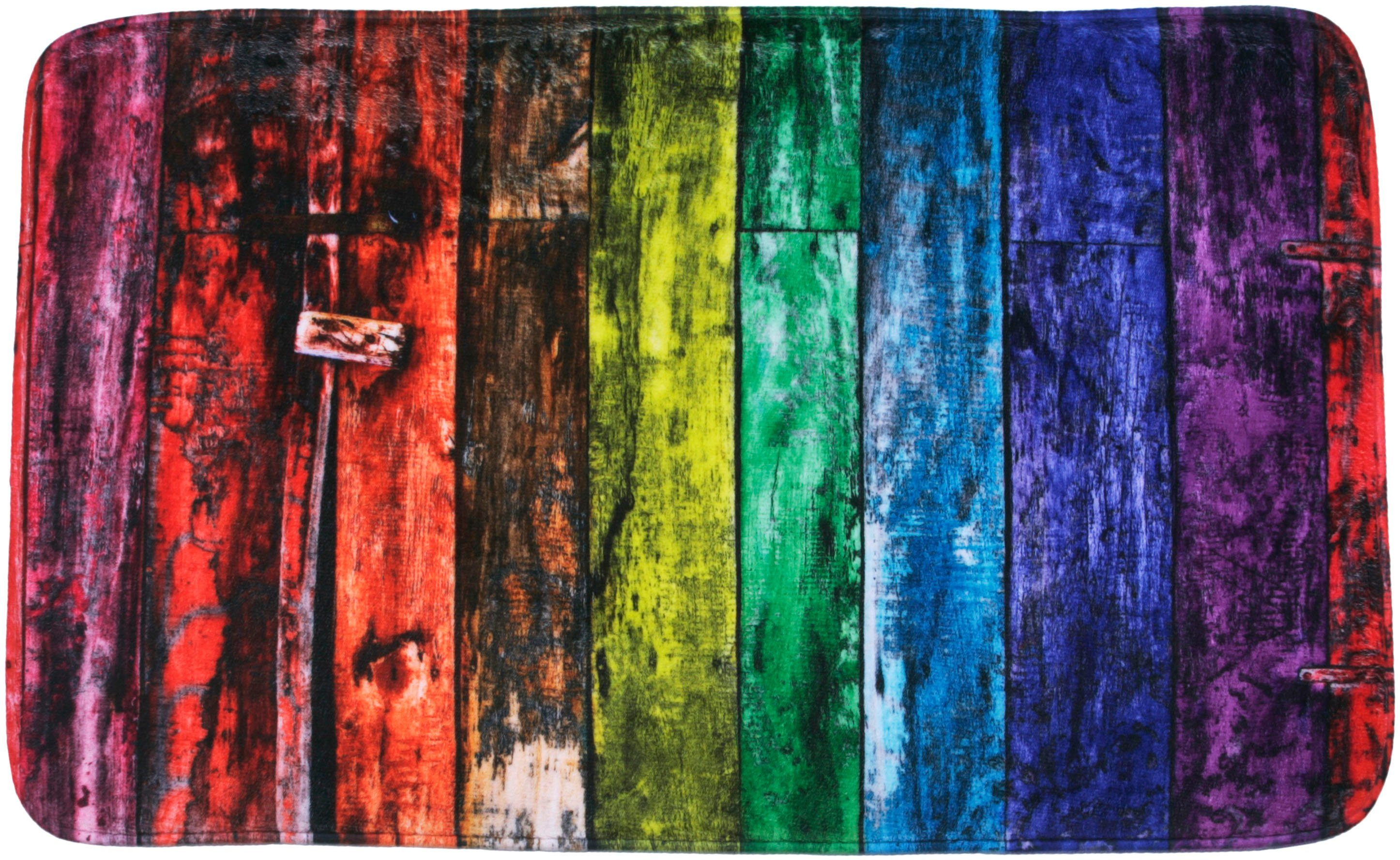 Badematte Rainbow Sanilo, Höhe 15 mm, schnell trocknend, Polyester, rechteckig, Memory Schaum