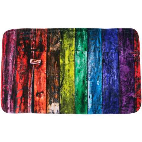 Badematte Rainbow Sanilo, Höhe 15 mm, schnell trocknend, Polyester, rechteckig, Memory Schaum