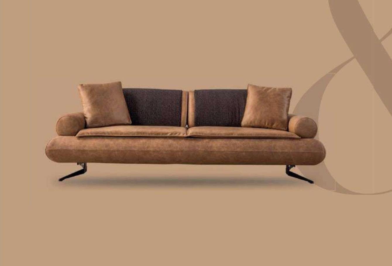 JVmoebel Sofa Zweisitzer Kunstleder Sitz, Braun Luxus Wohnzimmer 1 Sofa Teile Sitzer Sofas 3