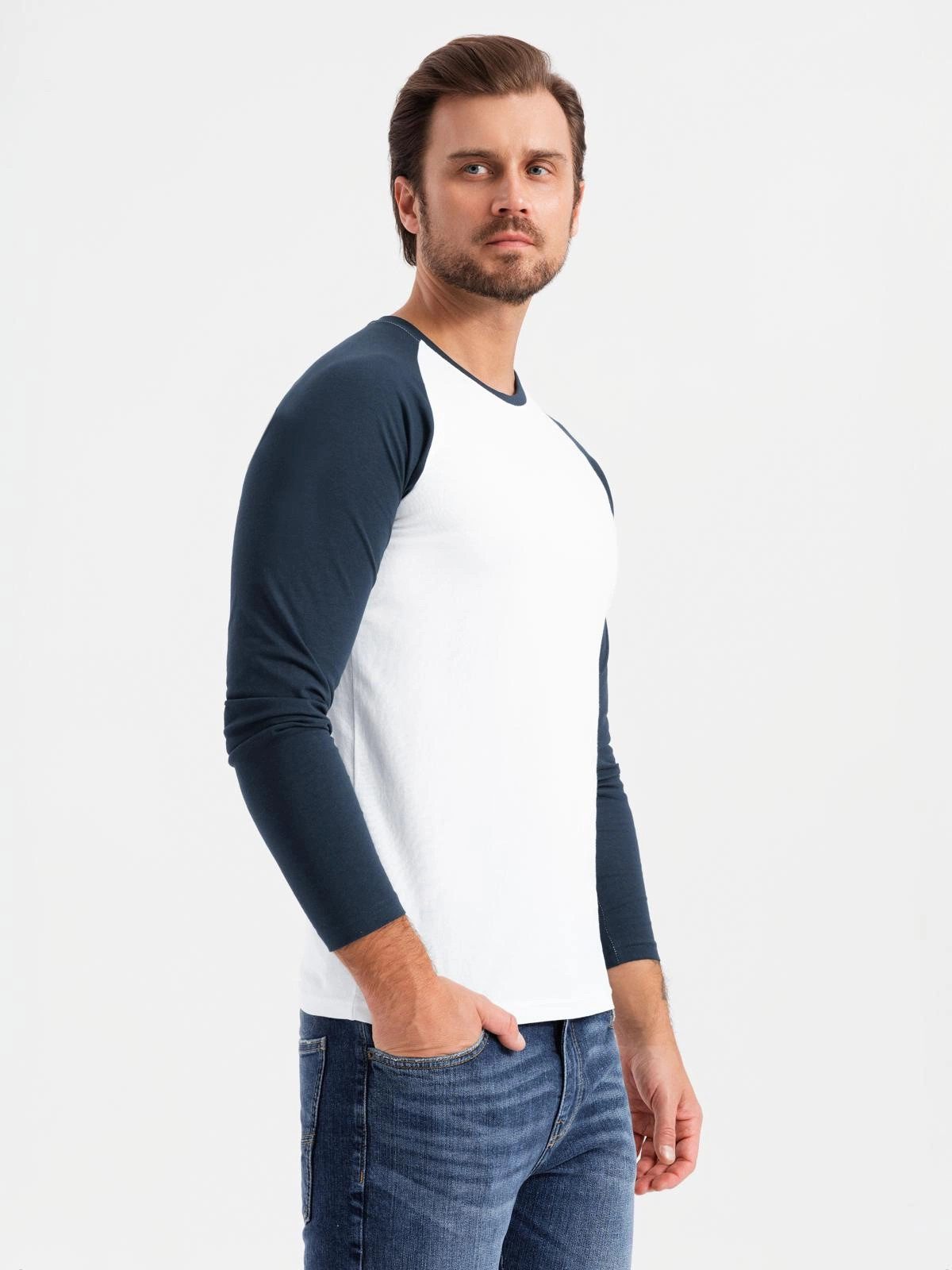 OMBRE Longsleeve Longsleeve für Männer mit kontrastierenden Raglanärmeln