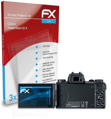 atFoliX Schutzfolie Displayschutz für Canon PowerShot G5 X, (3 Folien), Ultraklar und hartbeschichtet