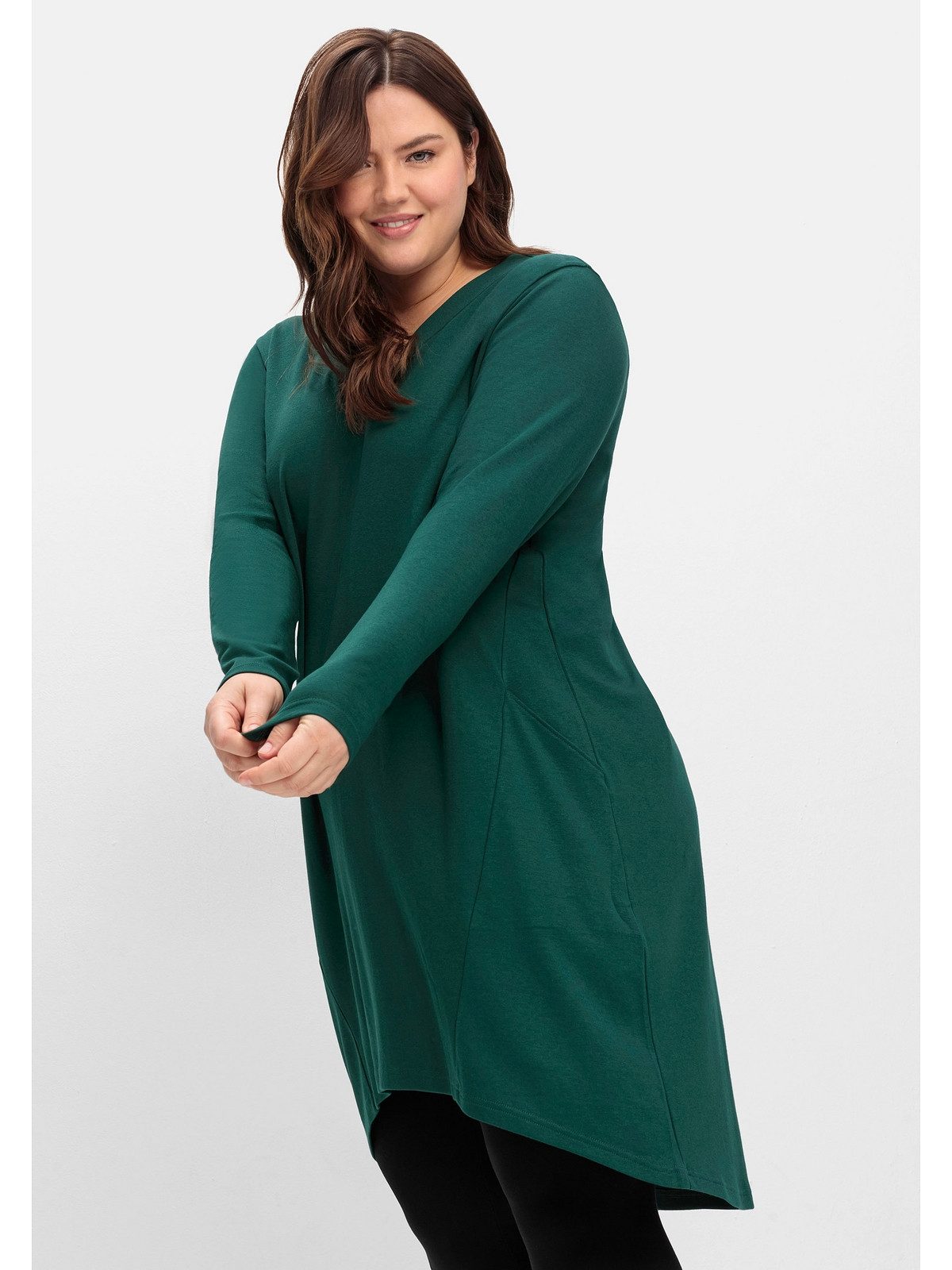 Sheego Sweatkleid Große Größen in A-Linie und Vokuhila-Schnitt
