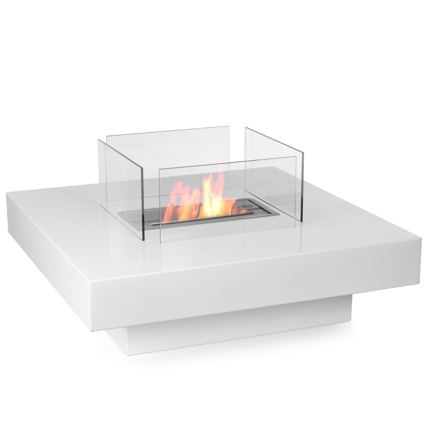 Moritz Dekokamin Standkamin 35 x 70 x 70 cm Cube 1,5 Liter Brenner, Ethanolbrenner Glasfeuer Terrassenfeuer Kamin