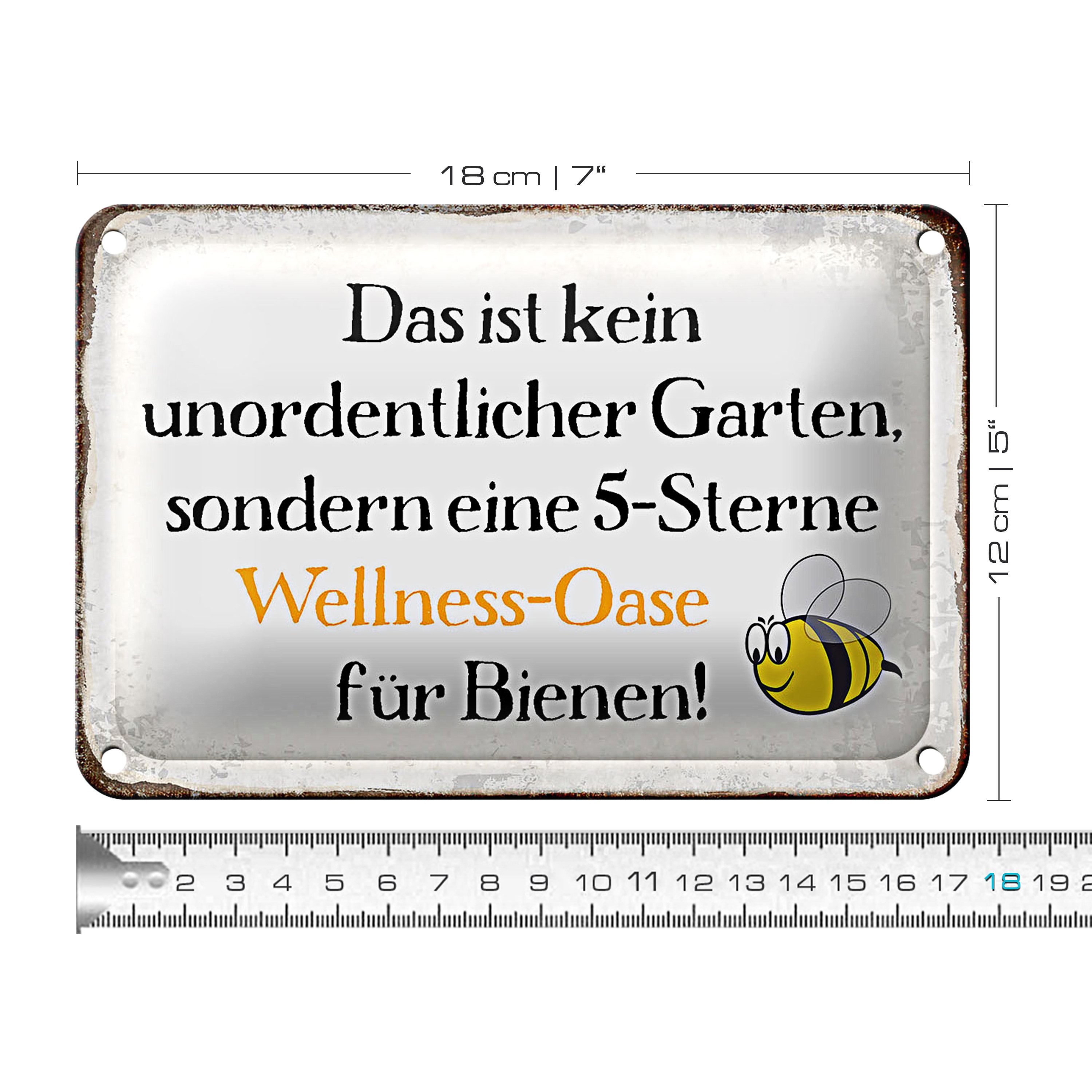 Roomando Metallschild Spruch 18x12cm kein Garten Wellness Oase Biene günstig online kaufen