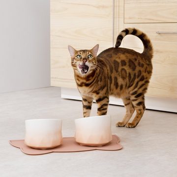 Navaris Trinkbrunnen Fressnapf Futternapf Set aus Keramik - 2x Hundenapf Katzennapf