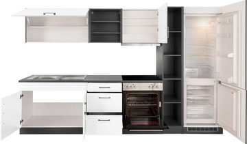 HELD MÖBEL Küchenzeile Paris, mit E-Geräten, Breite 300 cm, mit großer Kühl-Gefrierkombination