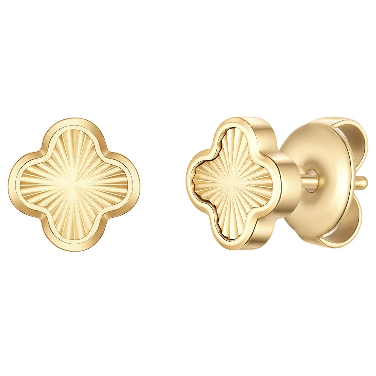Paar Ohrstecker Kleeblatt gelbgold