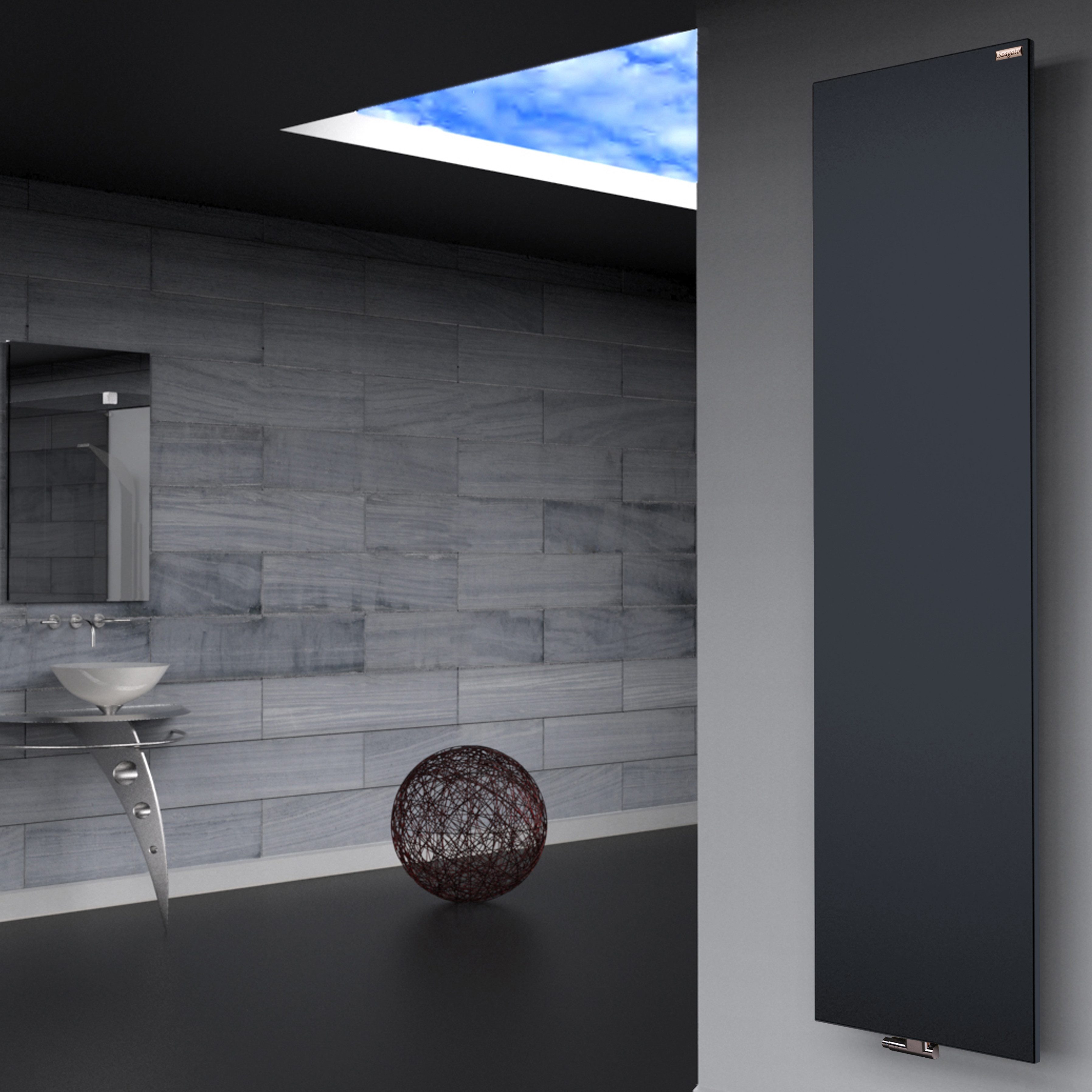 Szagato Badheizkörper BADHEIZKÖRPER Design Mirror Steel 3 180x47cm 1118 Watt anthrazit, 5 Jahre Garantie, Made in Germany