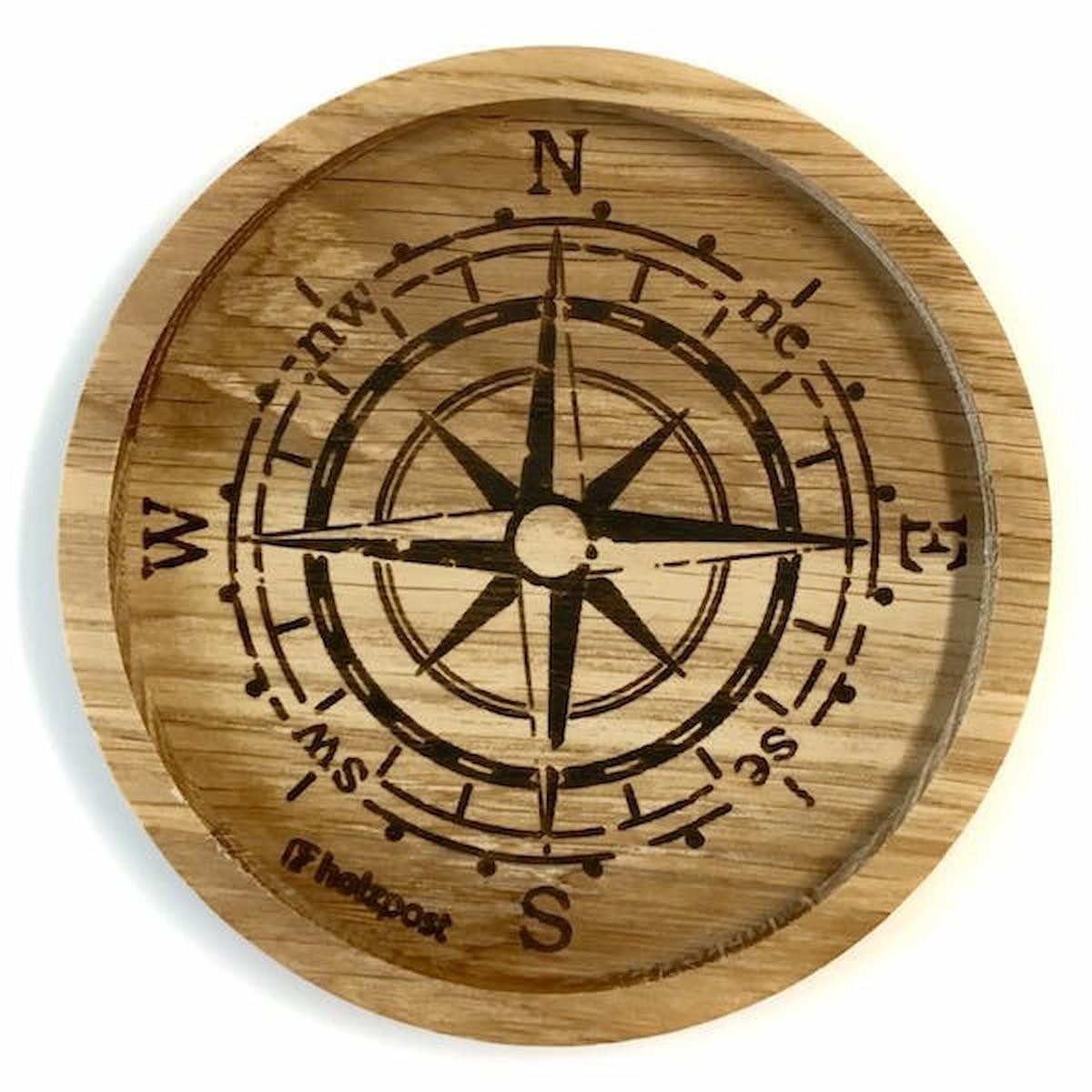holzpost GmbH Подставки для напитков Kompass, 1-tlg., massives Eichenholz, Runde Einkerbung
