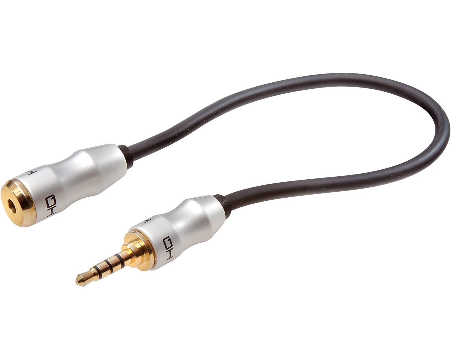 Vivanco HQ Stereo Adapter 3,5mm Klinke auf Buchse Audio-Kabel, S-Video, (20 cm), Verlängerung Verlängerungs-Kabel Klinken-Stecker auf Klinke-Kupplung