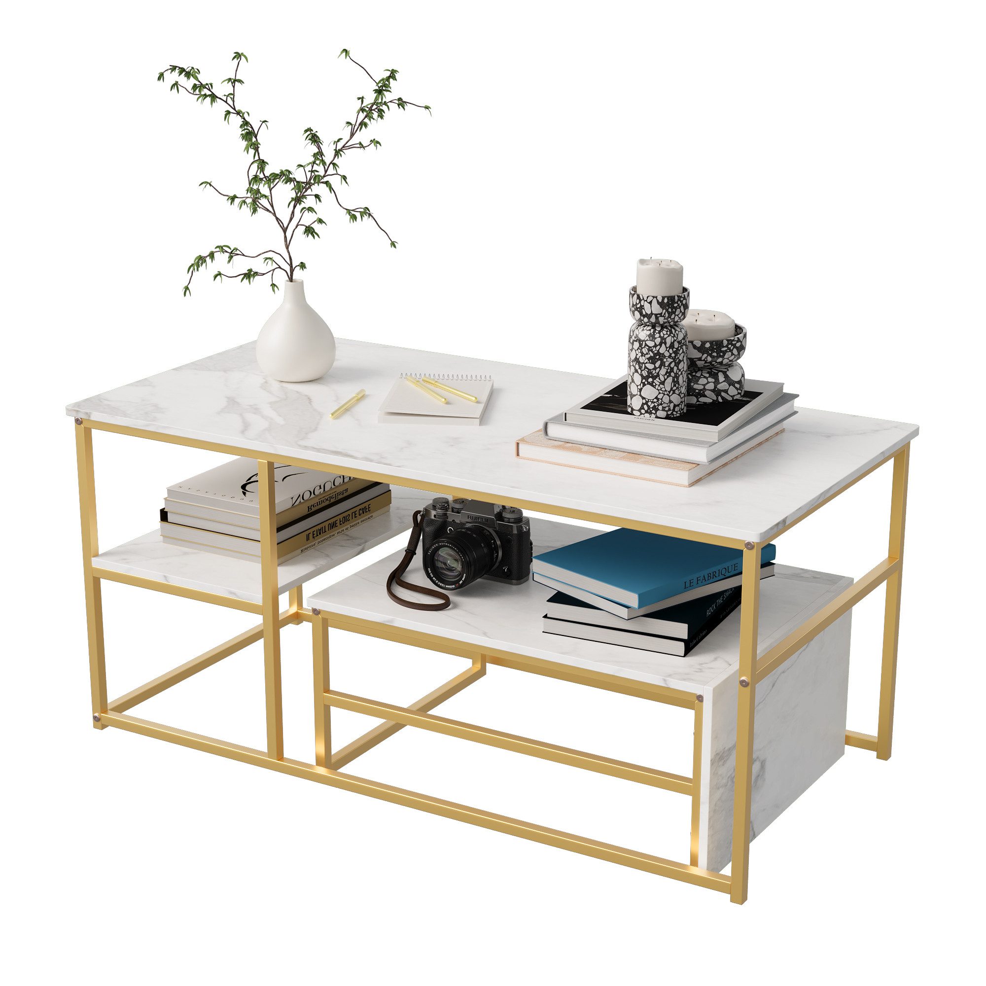 FUROKOY Couchtisch Beistelltisch Sofatisch wohnzimmertisch kaffeetisch 2er günstig online kaufen