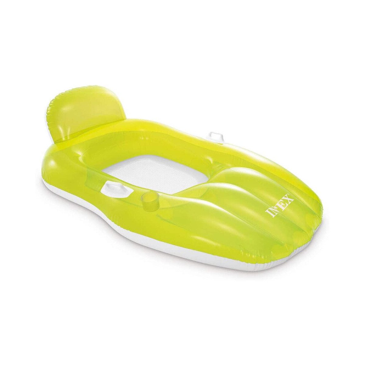 Intex Luftmatratze Lounge Chill N' Float (163x104cm), mit integrierter Rückenlehne & Getränkehalter