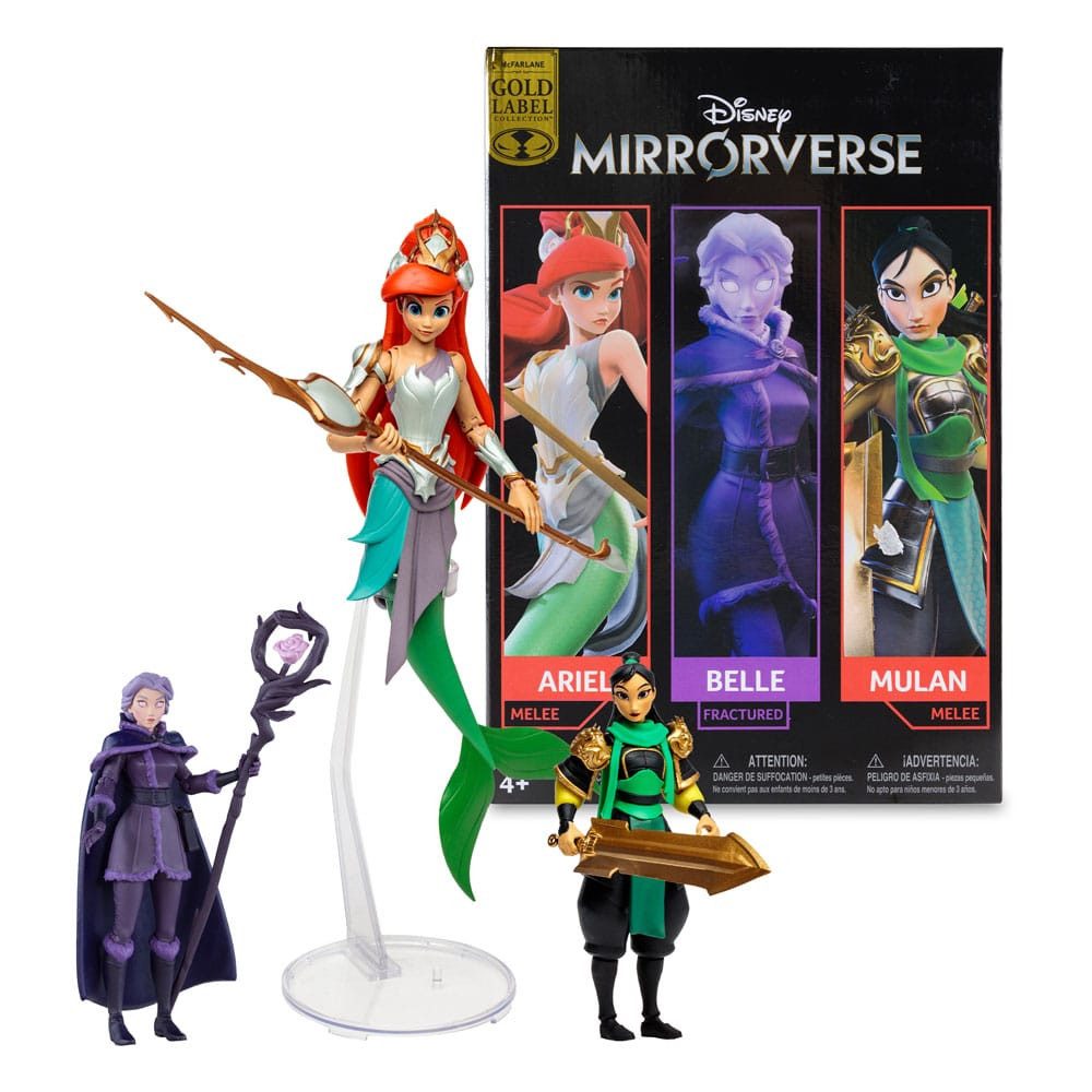 McFarlane Toys Actionfigur Disney Mirrorverse Princess Pack Mulan, Belle (Fractured) & Arielle Ac