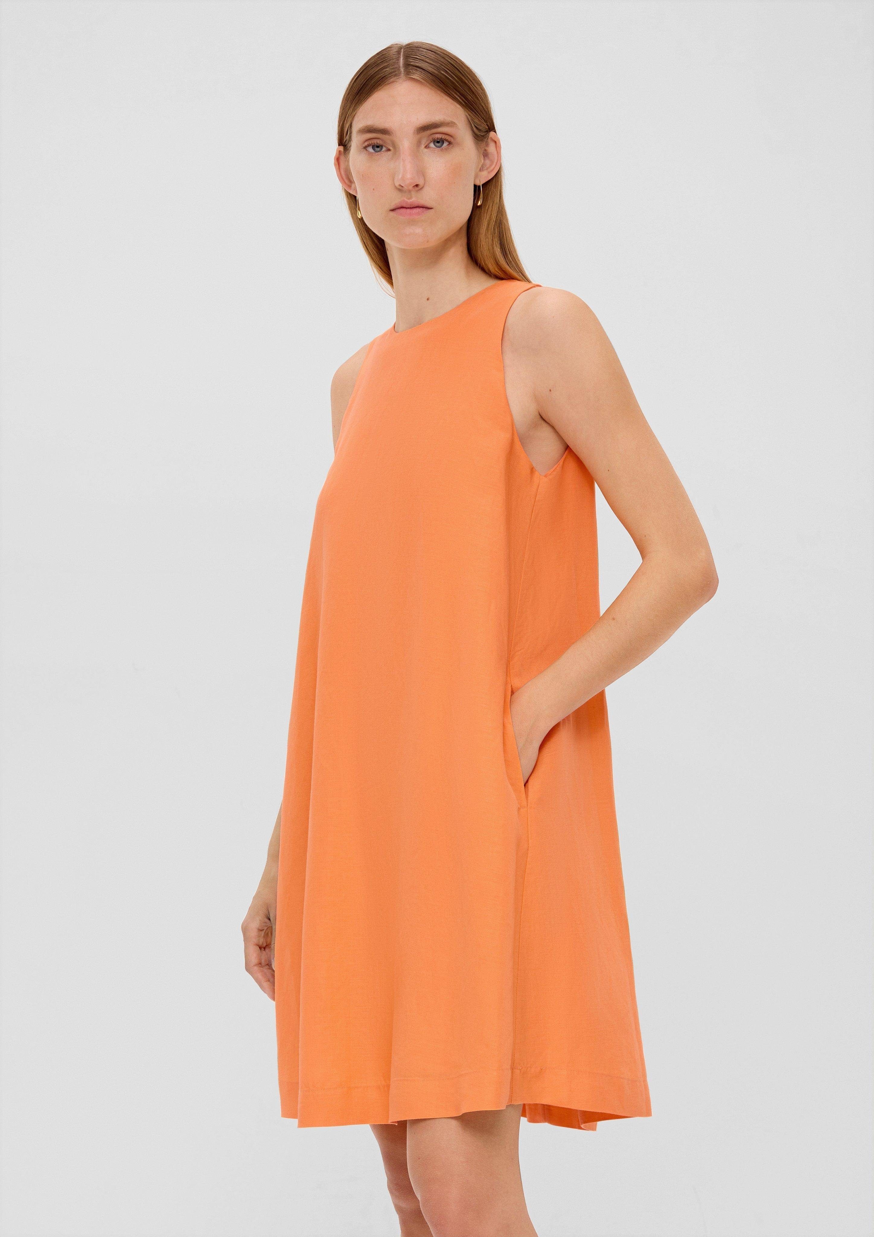 s.Oliver BLACK LABEL Minikleid Kleid aus Leinen und Viskose orange | Kleider