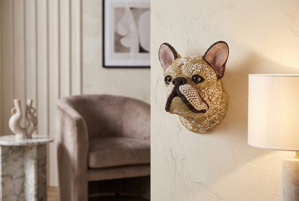 riess-ambiente Wanddekoobjekt FRENCH BULLDOG 25cm mehrfarbig - Blickfang, glamourös, handgefertigt (Einzelartikel, 1 St), Wall Art - ideal für Wände im Wohn-, Schlaf- oder Eingangsbereich