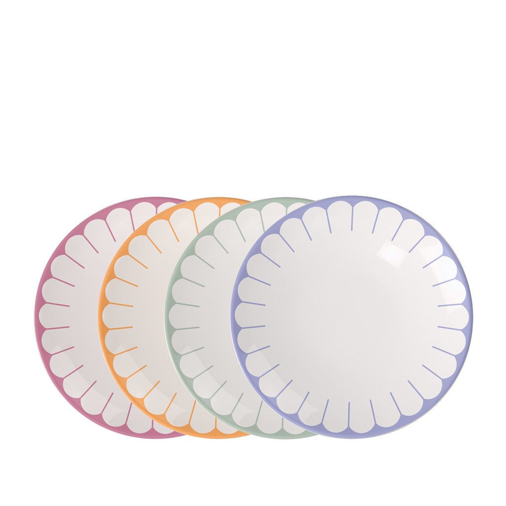Villeroy & Boch Frühstücksteller Fleur couleur Frühstücks-/Dessertteller 4tlg., (4 St), Premium Porcelain, mikrow.- & spülm.sicher, Made in Germany
