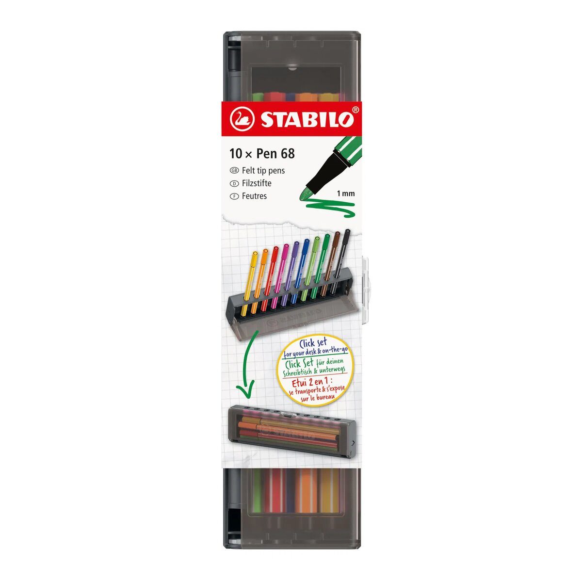 STABILO Filzstift STABILO Premium-Filzstift Pen 68 10er Set in praktischer Aufbewahrungs
