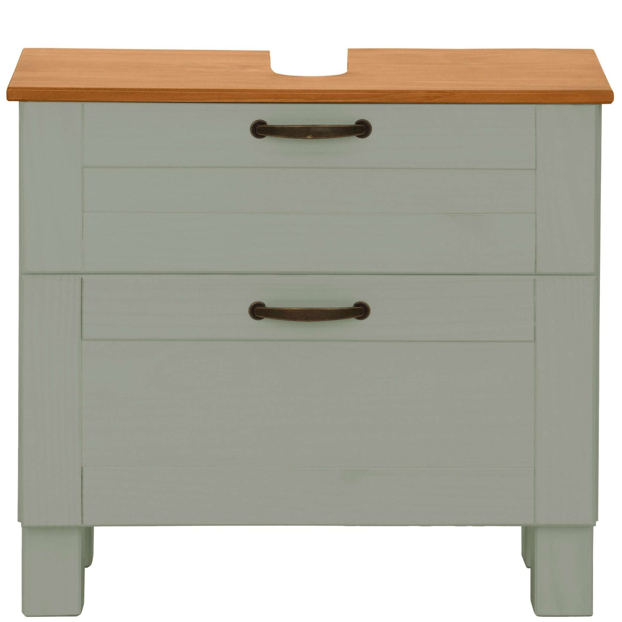 Home affaire Waschbeckenunterschrank Rodby FSC®-zertifiziertes Massivholz, Griffe Metall, Breite 60cm, Höhe 55cm