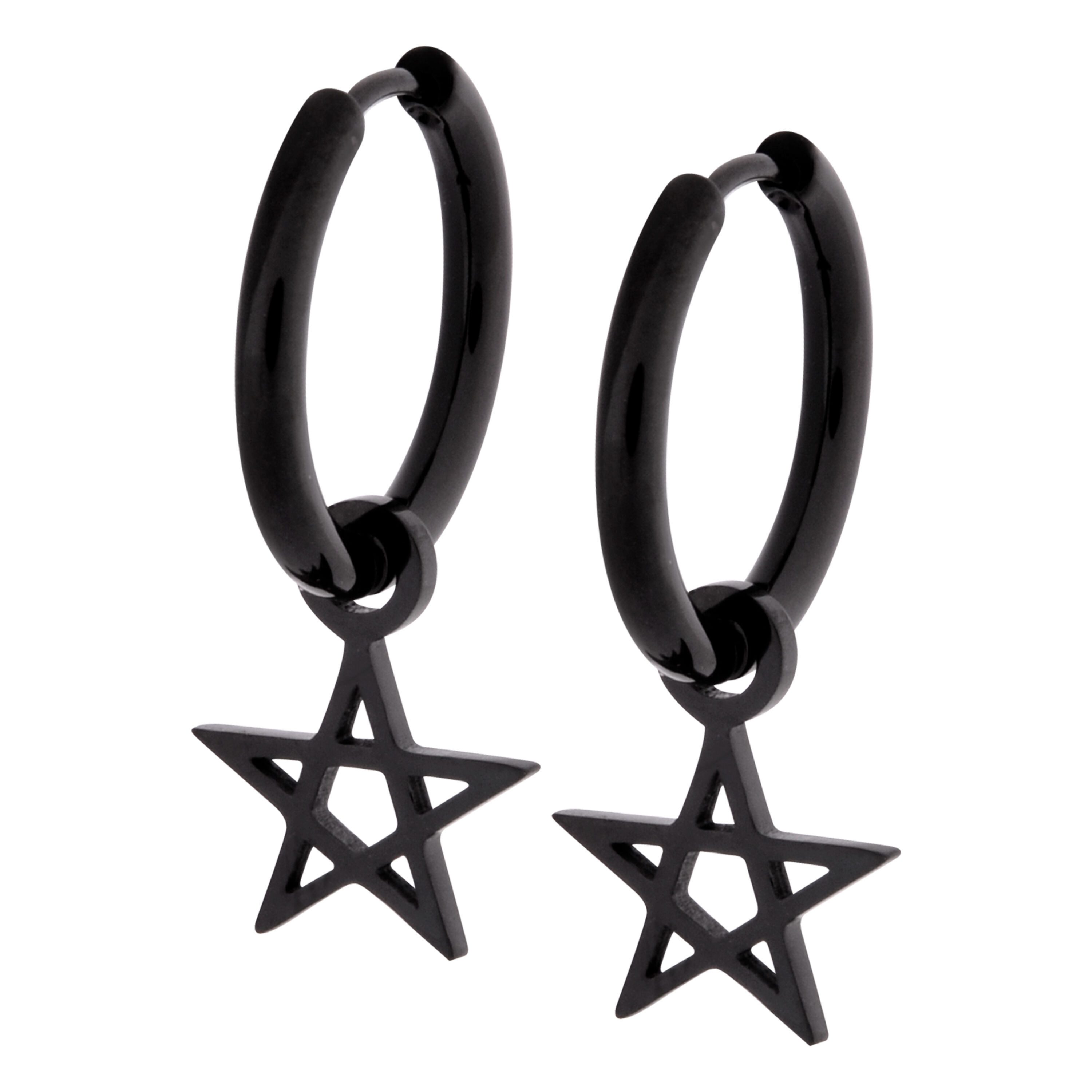 Wildcat Paar Ohrhänger Little Pentagram Hoops, wasserfest, langlebig, hautverträglich