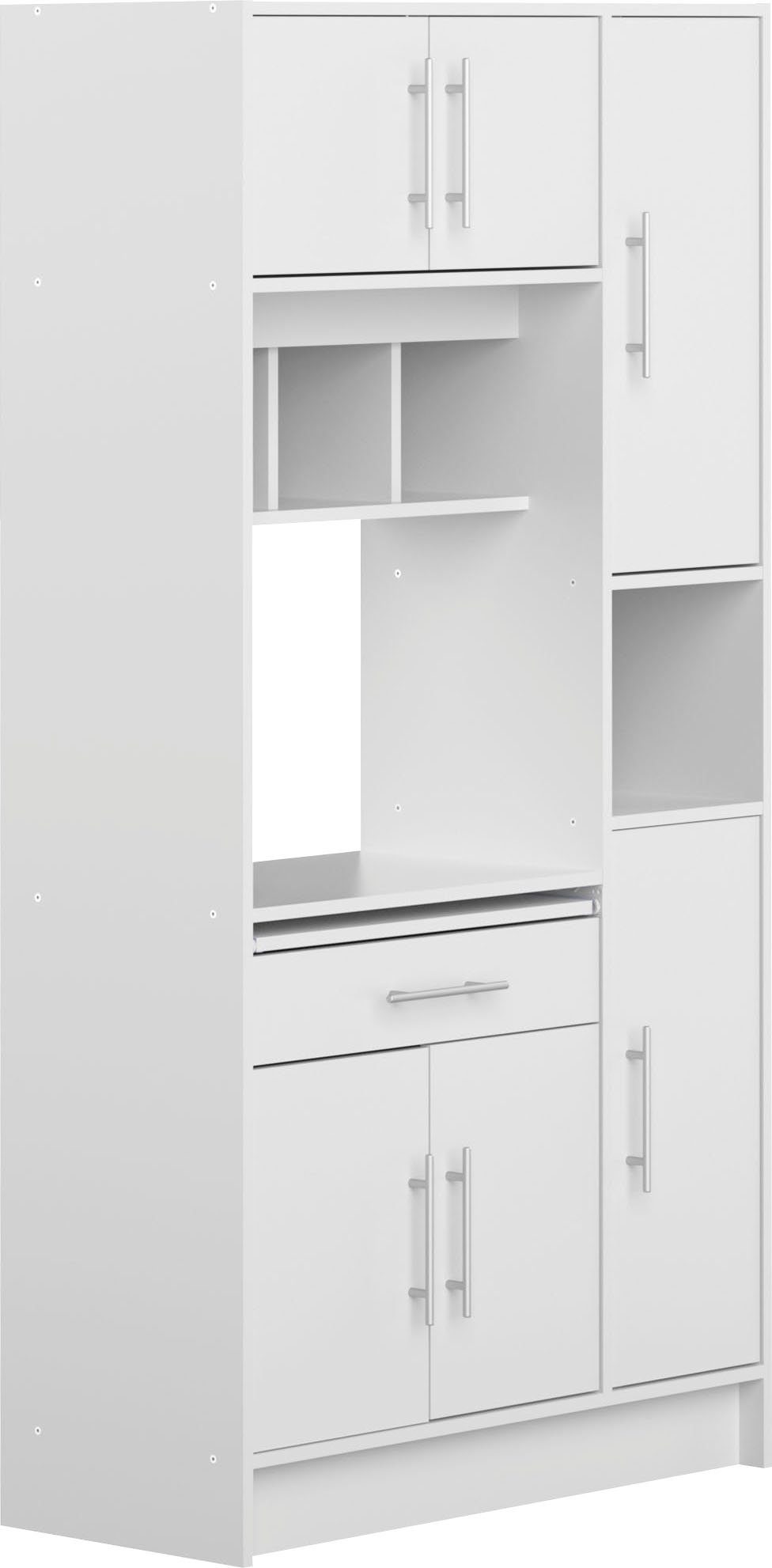 | Höhe Küchenbuffet 180 Weiß Schrank, mit eine für weiß Mikrowelle, Fach ausziehbarer Louise cm TemaHome