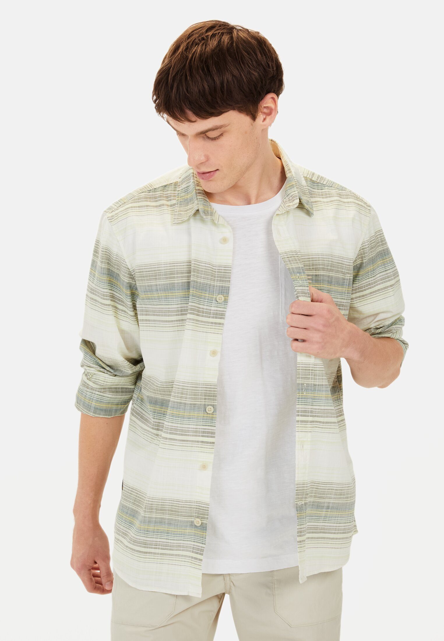 camel active Langarmhemd aus reiner Baumwolle Langarm Kentkragen Kentkragen günstig online kaufen