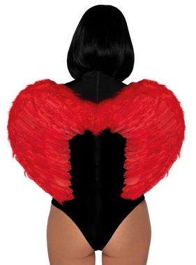 Leg Avenue Kostüm-Flügel Herzförmige Federflügel rot, Rote Federflügel für Liebesengel