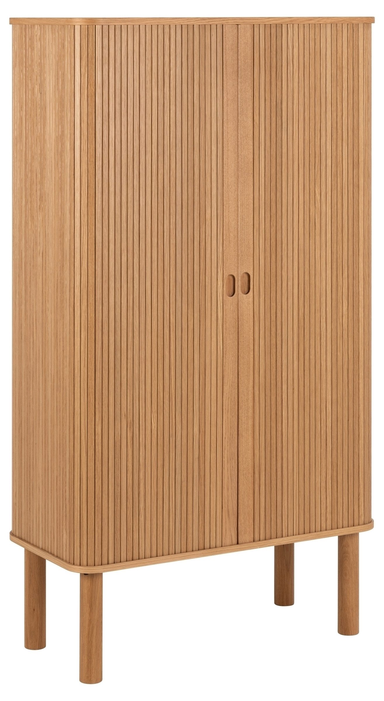 freiraum Mehrzweckschrank Langley mit Lamellenfront in Eiche furniert, MDF - 80x145x40cm (BxHxT)