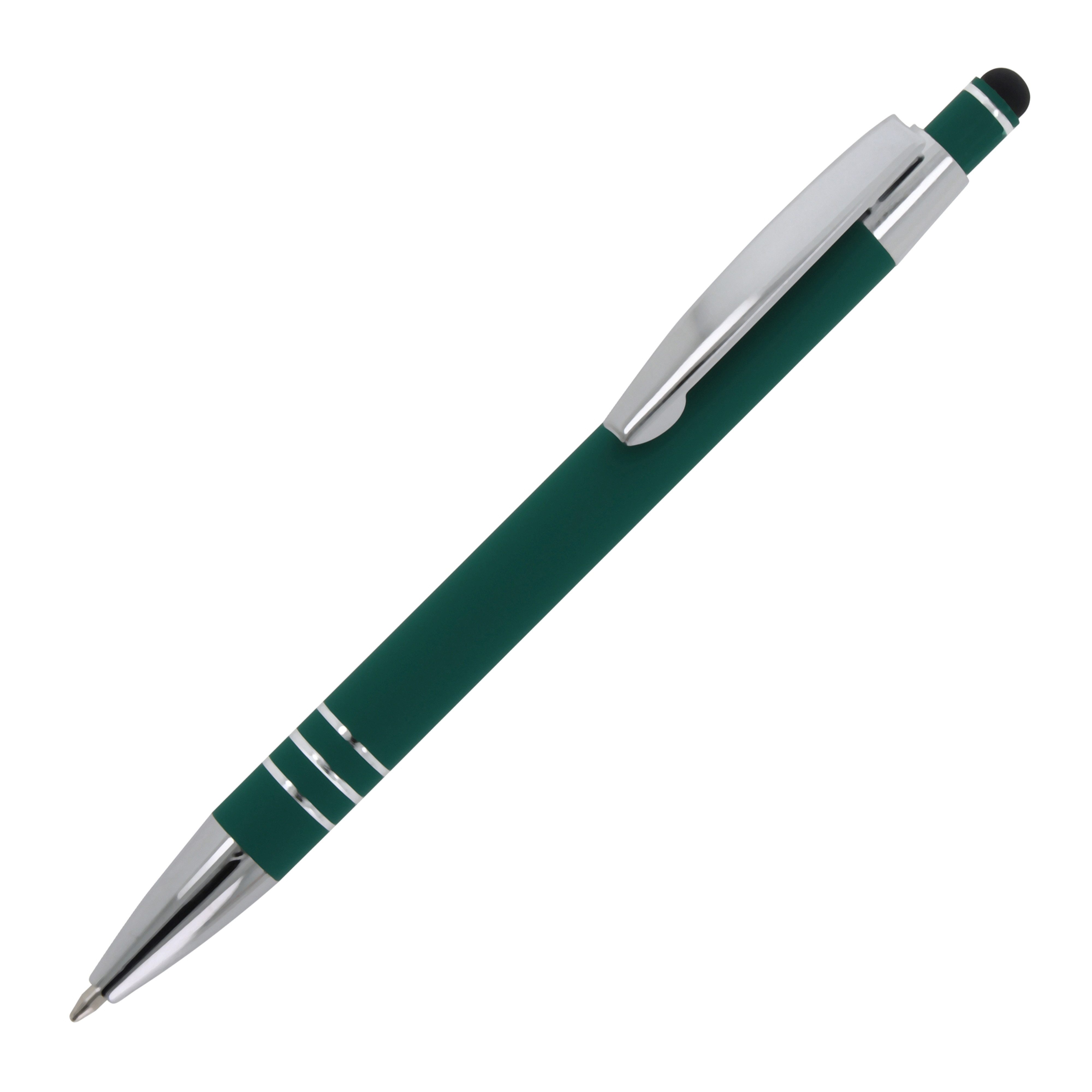 TOPPOINT Kugelschreiber Touchpen Kugelschreiber / aus Metall / mit Soft-Touch / Farbe: dunkelg