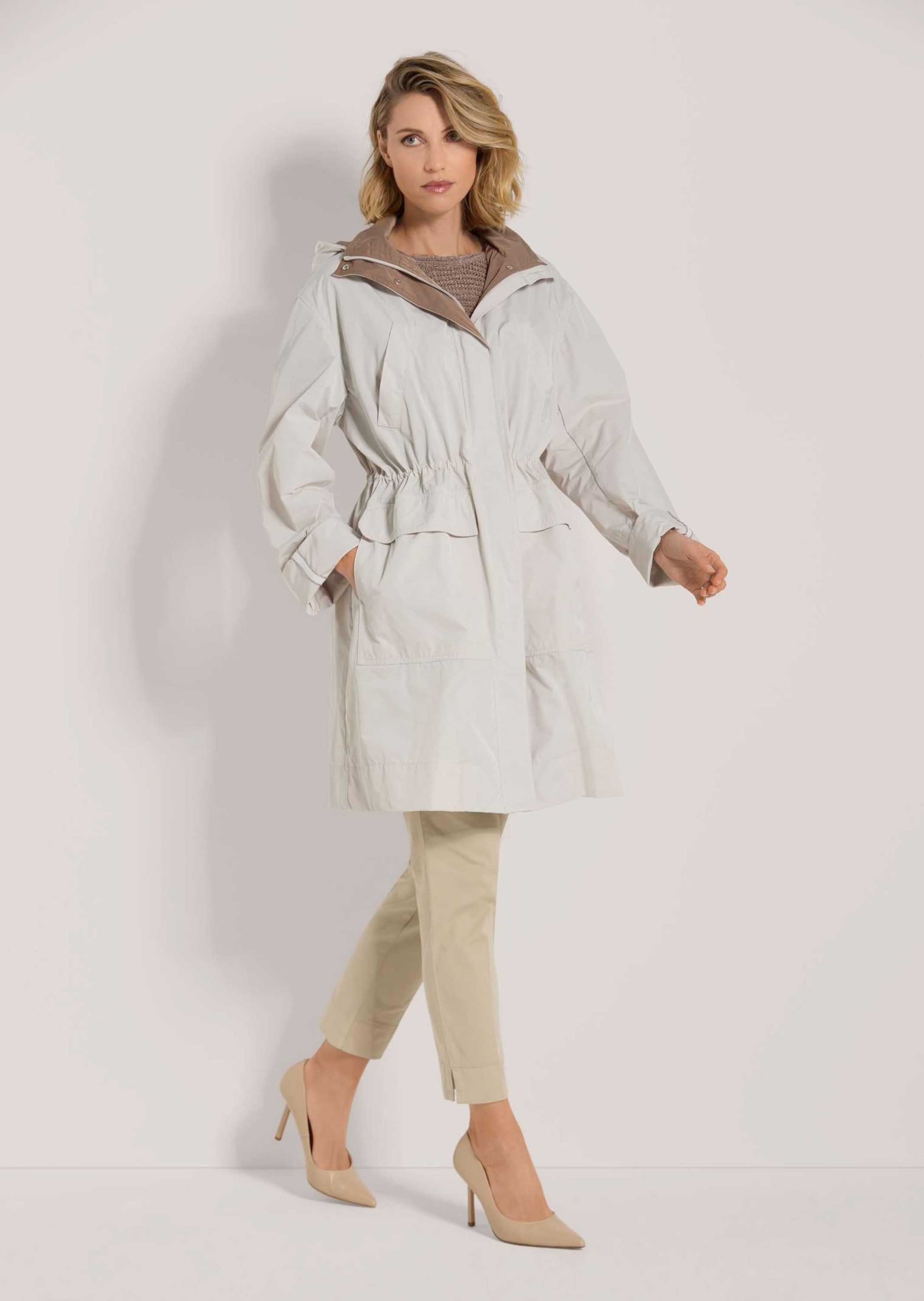 Outdoorjacke Longjacke mit abnehmbarer Kapuze