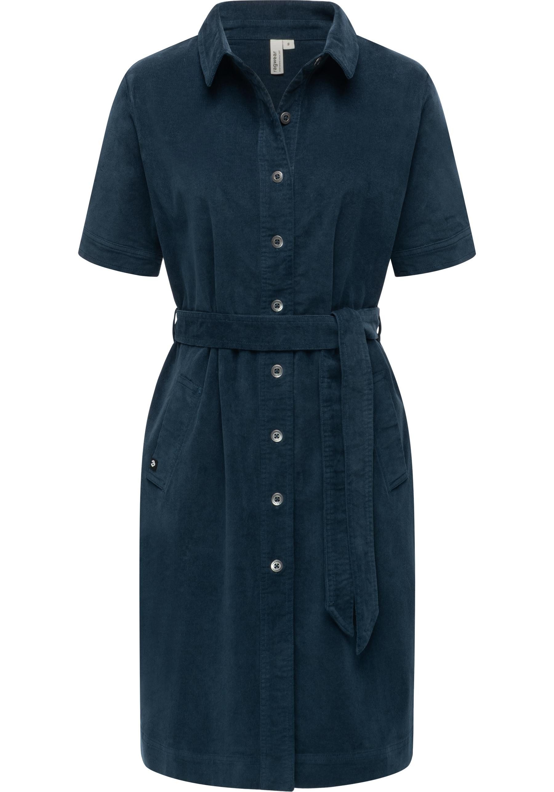 Ragwear Cordkleid Rozyna Cordy YOUMODO Kurzärmliges Kordkleid mit Hemdkragen