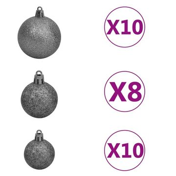 vidaXL Künstlicher Weihnachtsbaum Künstlicher Weihnachtsbaum mit LEDs Kugeln Schwarz 210cm PVC