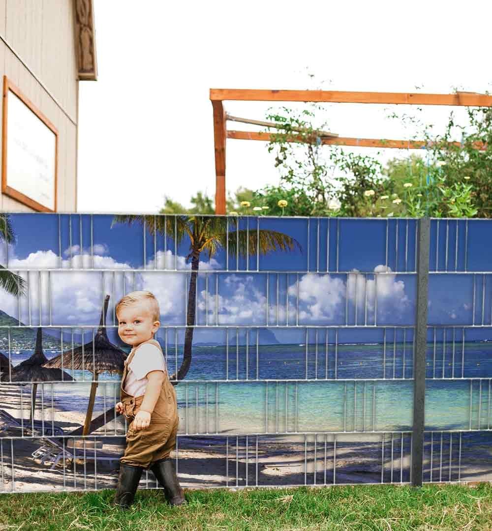 MyMaxxi Sichtschutzstreifen Sichtschutzstreifen Strand Insel Meer Sichtschutz Garten Zaun, (Strand Insel Meer)