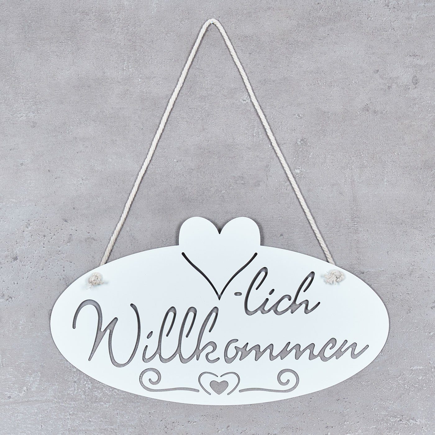 Levandeo® Metallbild, Schild Willkommen Herz 28,5x16cm Garten-Deko Türschil günstig online kaufen