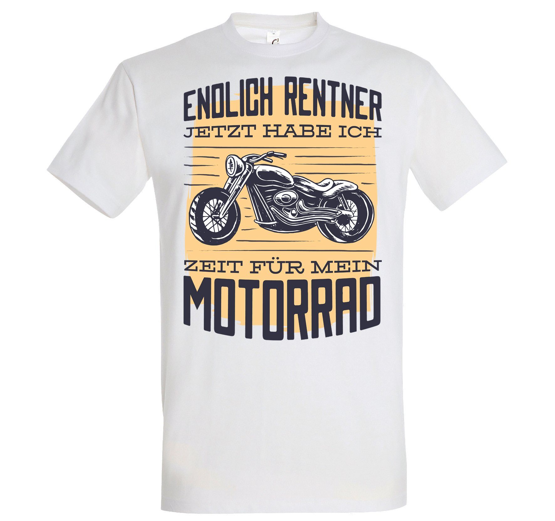 Frontprint Shirt Herren Designz Bike T-Shirt Rentner Zeit Youth Und Mein Weiß Für mit Endlich Motorrad trendigem