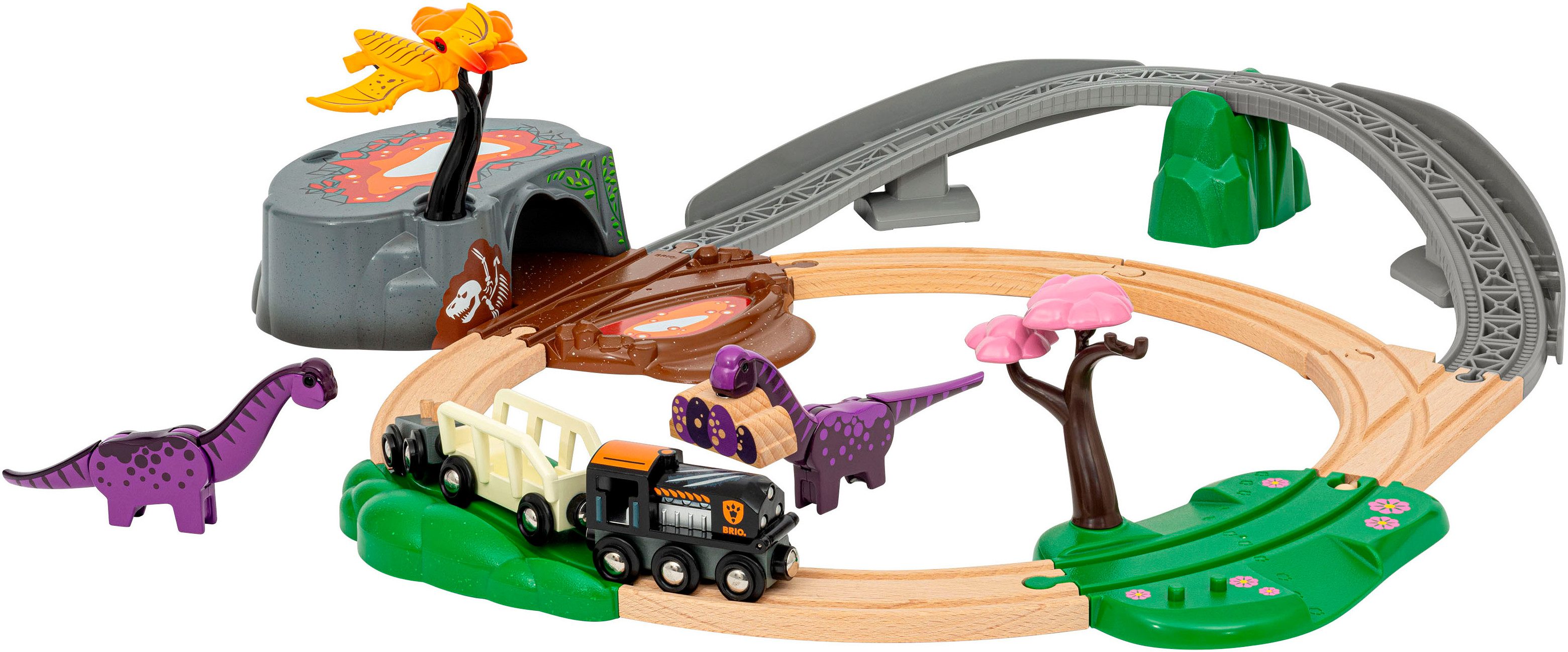 BRIO® Spielzeugeisenbahn-Erweiterung BRIO® WORLD, Dinosaurier Abenteuer-Set, (Set, 21-tlg)