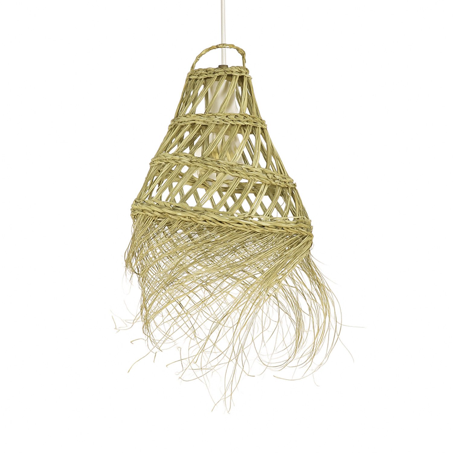 Marrakesch Orient & Mediterran Interior Pendelleuchte Boho Pendelleuchte Bayamo modern aus Palmenblatt, Natur 28 cm Lampe, Handarbeit