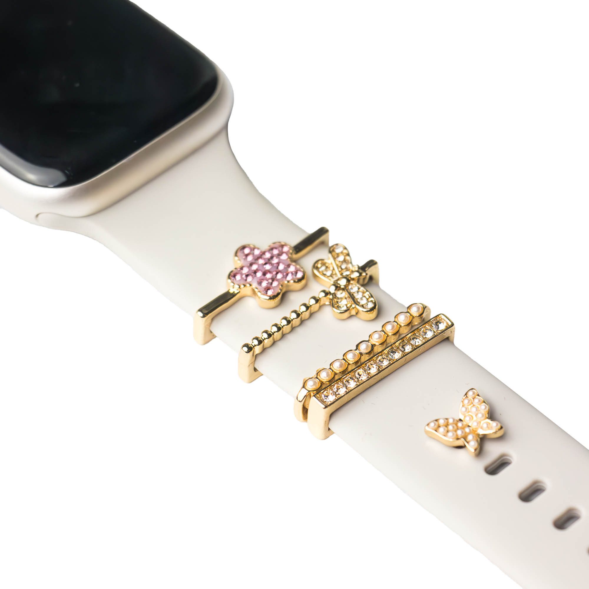 ARTVALL Smartwatch-Armband Apple Watch Charms Set 38/40/41mm & 42/44/45/49mm, Fashion Charms für Smartwatch Schmetterling Pin Blume Libelle Perlen