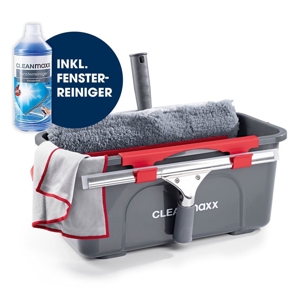 CLEANmaxx Sprühwischer Fensterreiniger grau/rot (7-tlg) Streifenfreies Putzen, Haus & Auto