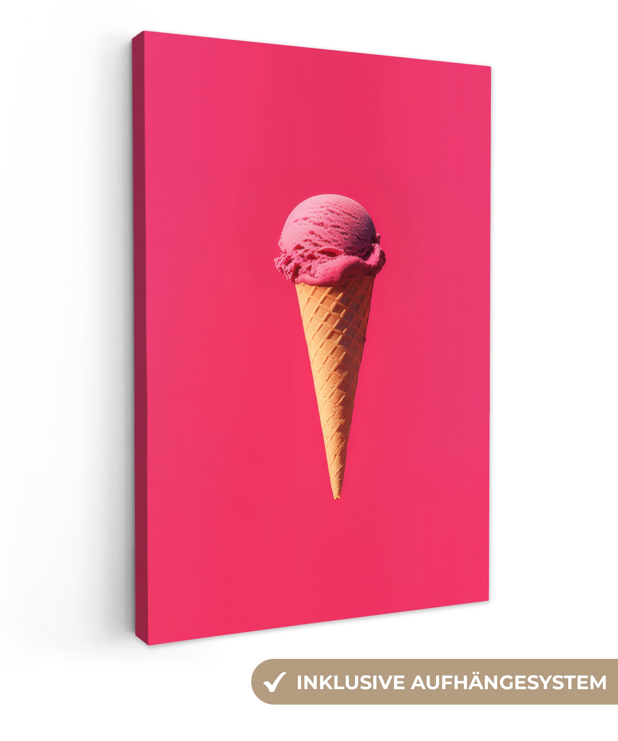 OneMillionCanvasses® Leinwandbild Schaufel Eiscreme - Rosa günstig online kaufen