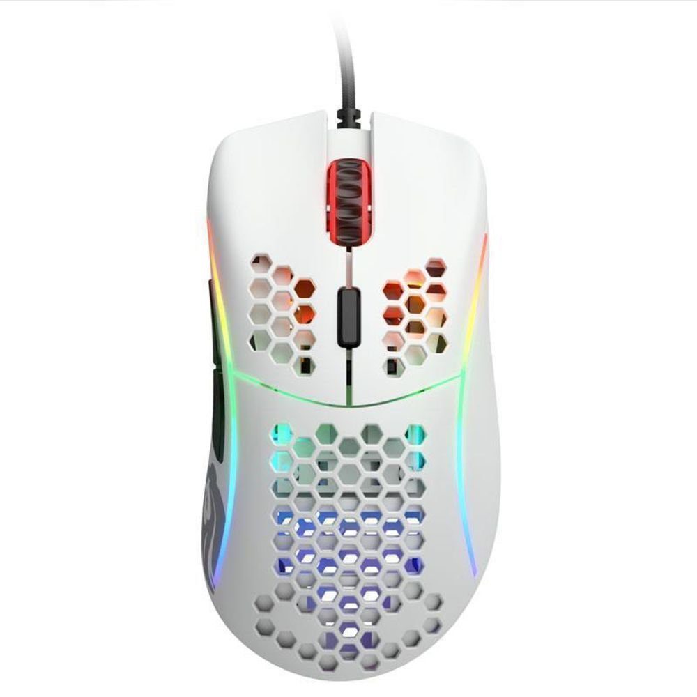 Glorious PC Gaming Race Model D Gaming-Maus Gaming-Maus (USB, kabelgebunden, kabelgebunden, 12.000 dpi, RGB-LED beleuchtet, Wabenoberfläche)