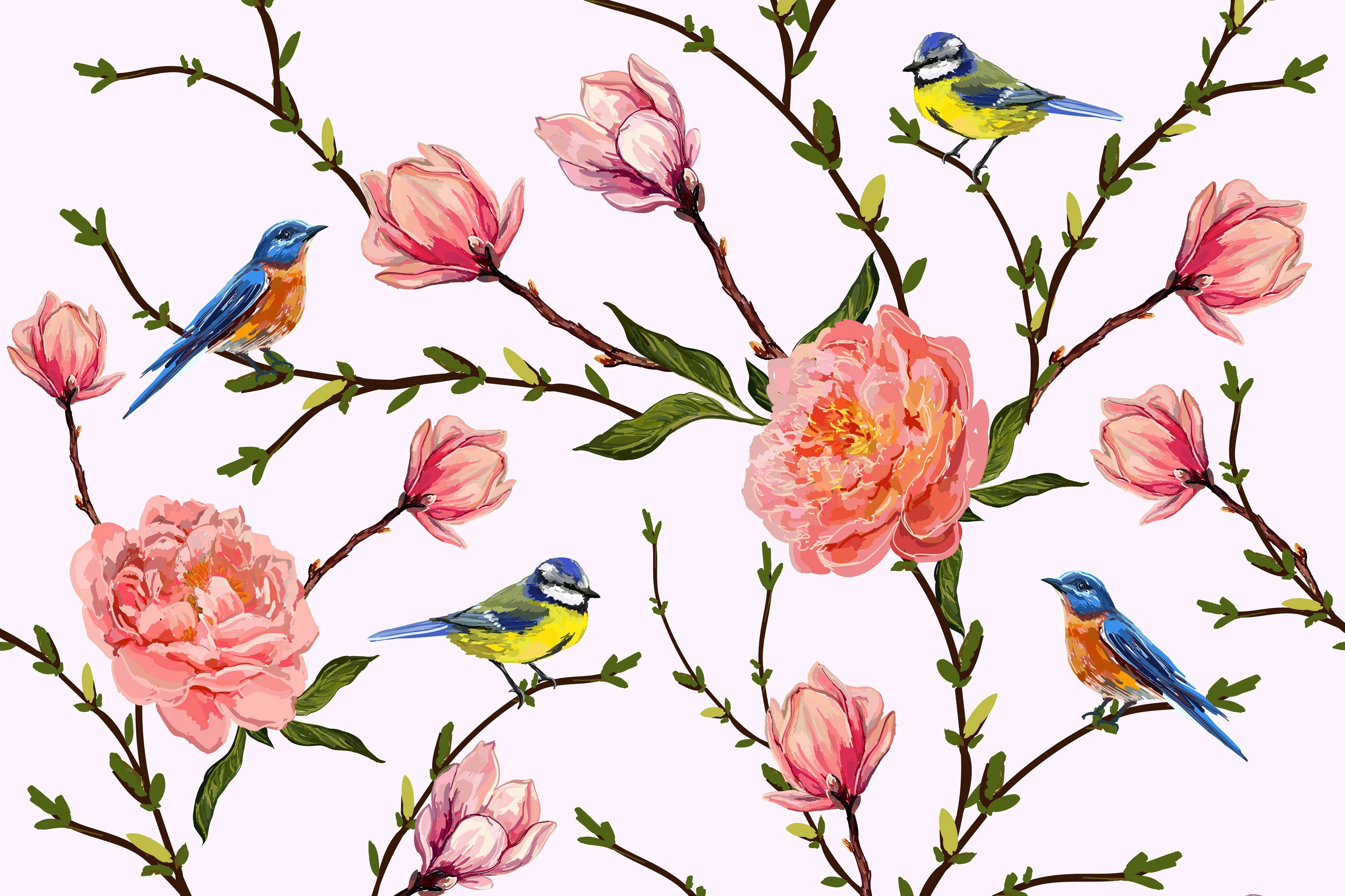 A.S. Création Leinwandbild Little Birds, (1 Rosen Blumen Keilrahmen Blümchen St), Blumen Landhaus