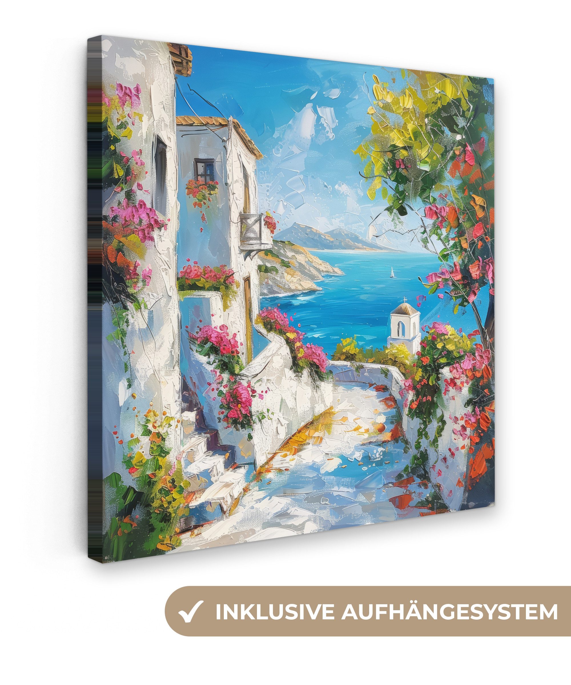 OneMillionCanvasses® Leinwandbild Landschaft - Blumen - Natur - Sommer, Fotodruck (1 St), Wandbild, Deko Schlafzimmer Wohnzimmer Flur 20x20 cm