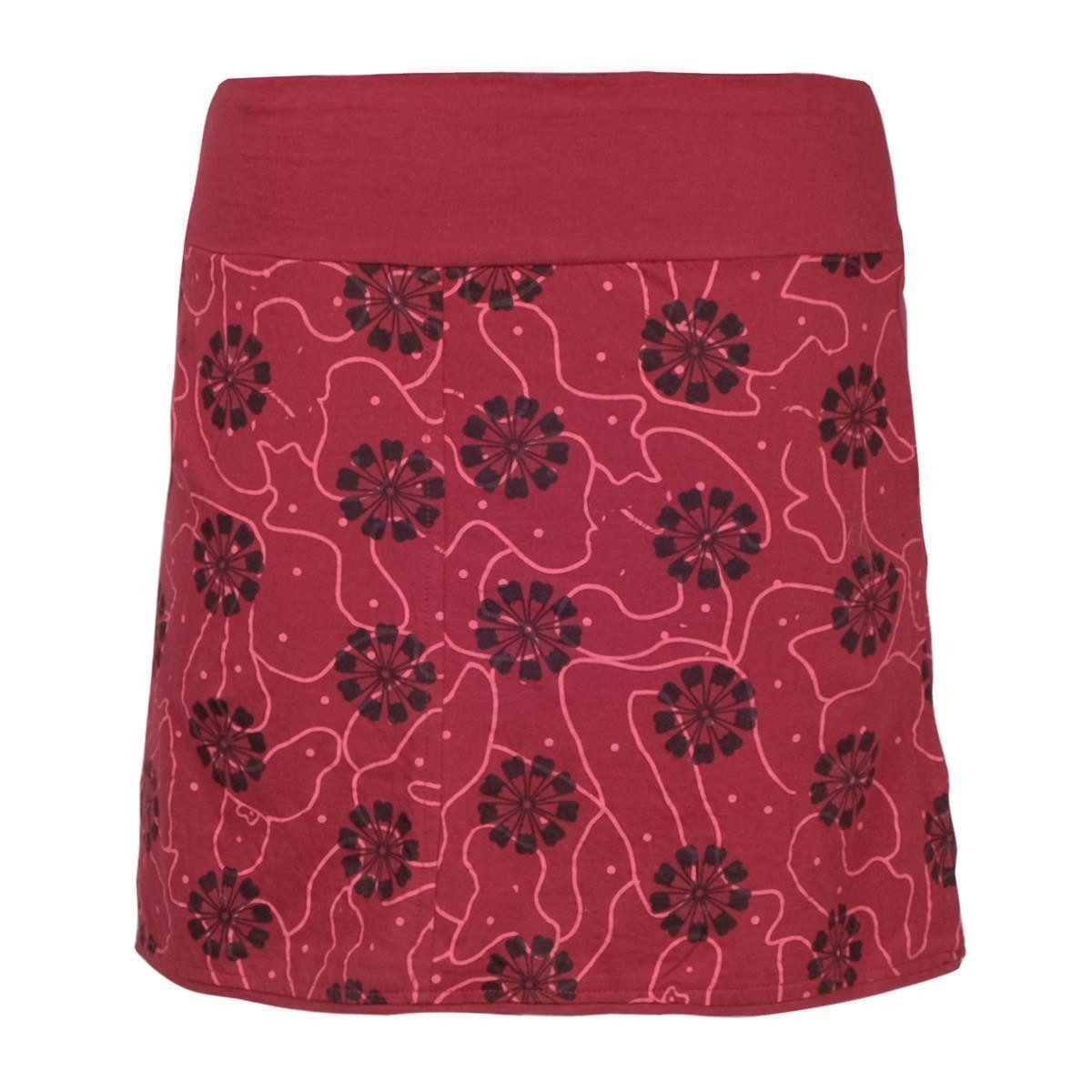 Vishes Jerseyrock Baumwoll-Rock 70er 80er Jahre Retro Blumen Muster bedruckt Taschen Ornamente, Goa, Hippie Style