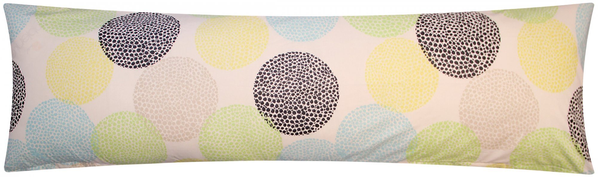 Heubergshop Seitenschläferkissenbezug, (1 Stück), 40x145cm Reißverschluss lange Seite Baumwolle Punkte Kreise (KY670-G)