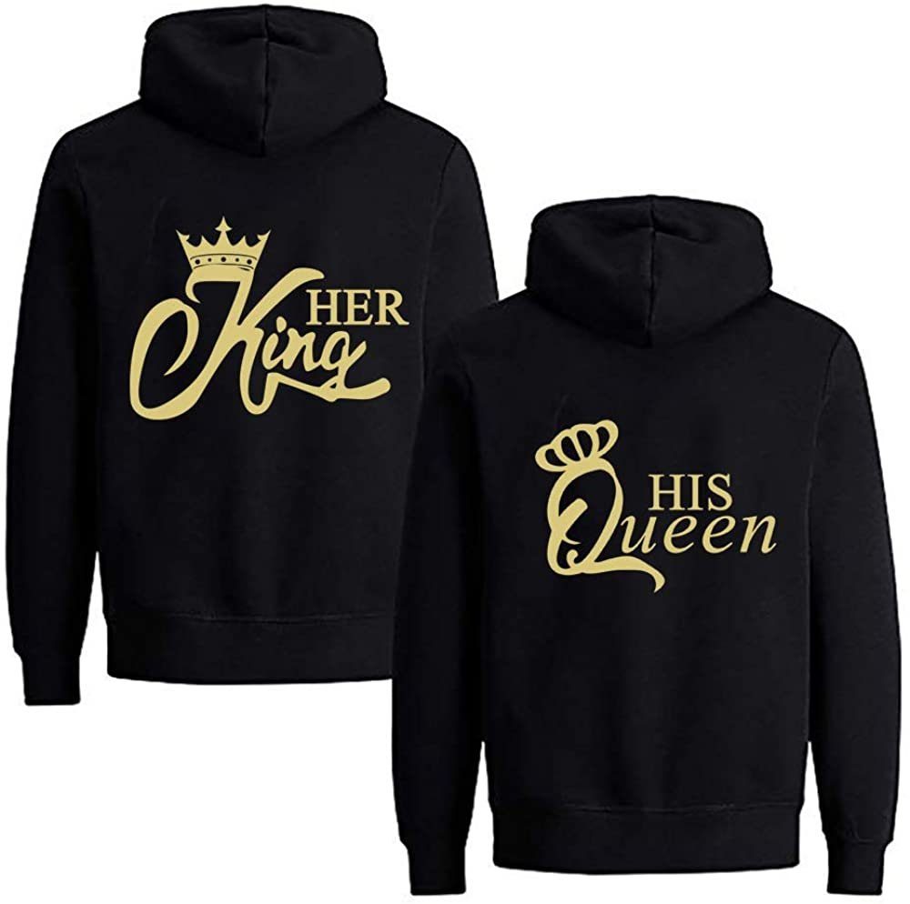 Couples Shop Kapuzenpullover Her King & His Queen Hoodie für Paare mit modischem Print