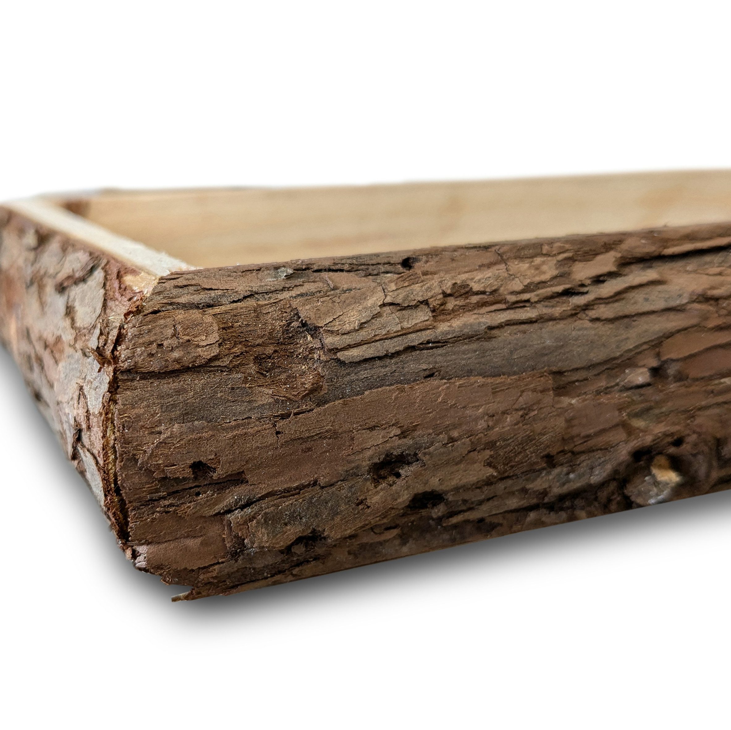 Spetebo Dekotablett Holz mit Baumrinde rechteckig (Anzahl, 1 St., 1), mit Baumrinde im Vintage Design – Bild 3 von 4