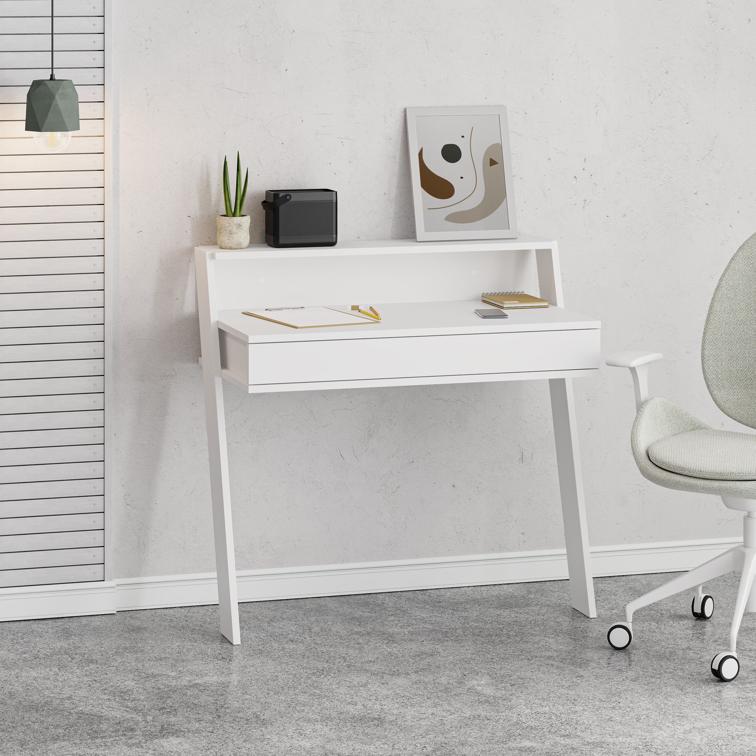 Decortie Arbeitstisch Cowork (1 tisch), Modern Schreibtisc,hWandmontiert Mit Schublade,50 x 94 x 91 cm