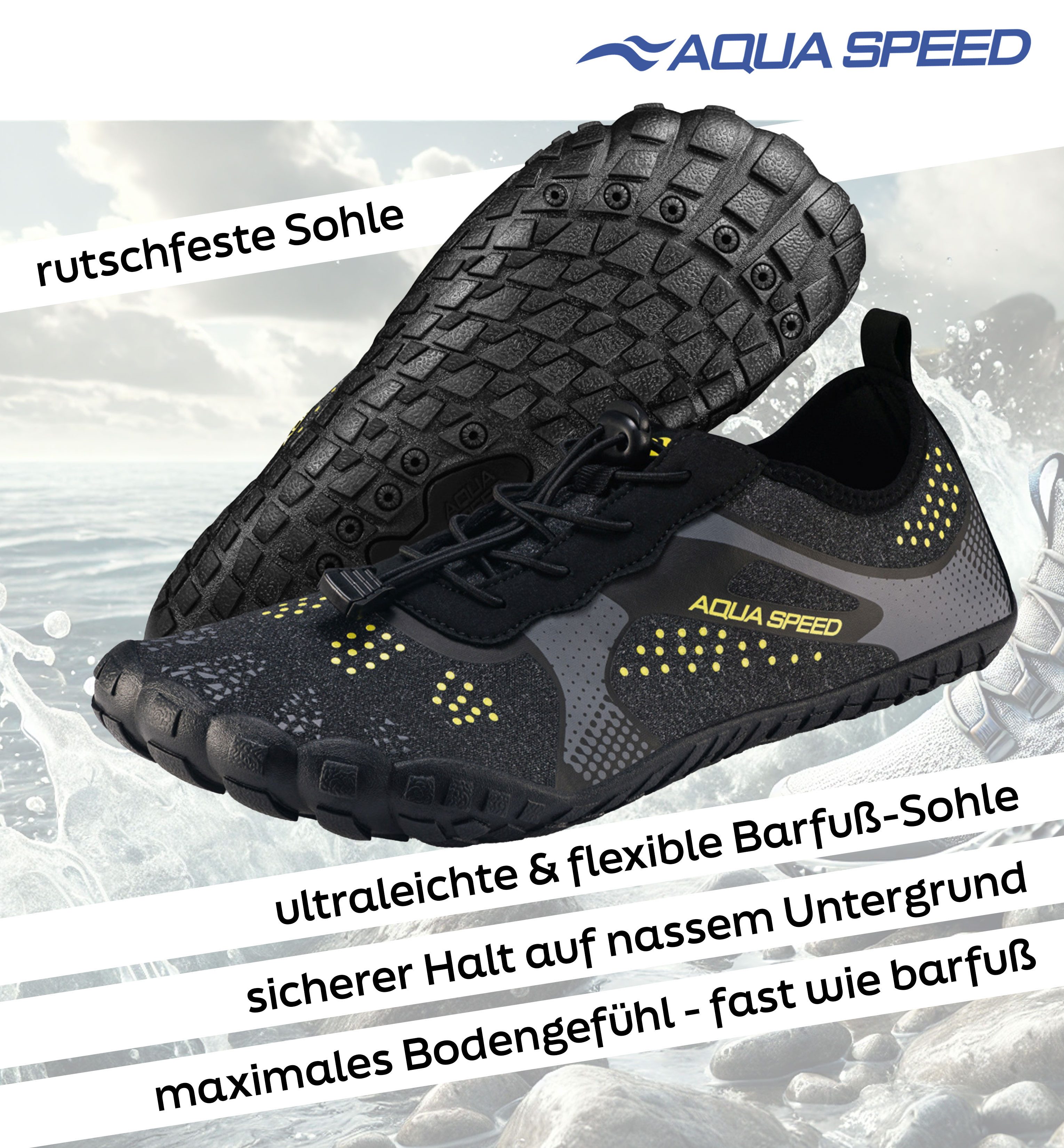 Aqua Speed Nautilus Schwimmschuhe Gr. 43 – Graphite mit Mikrofaserhandtuch günstig online kaufen