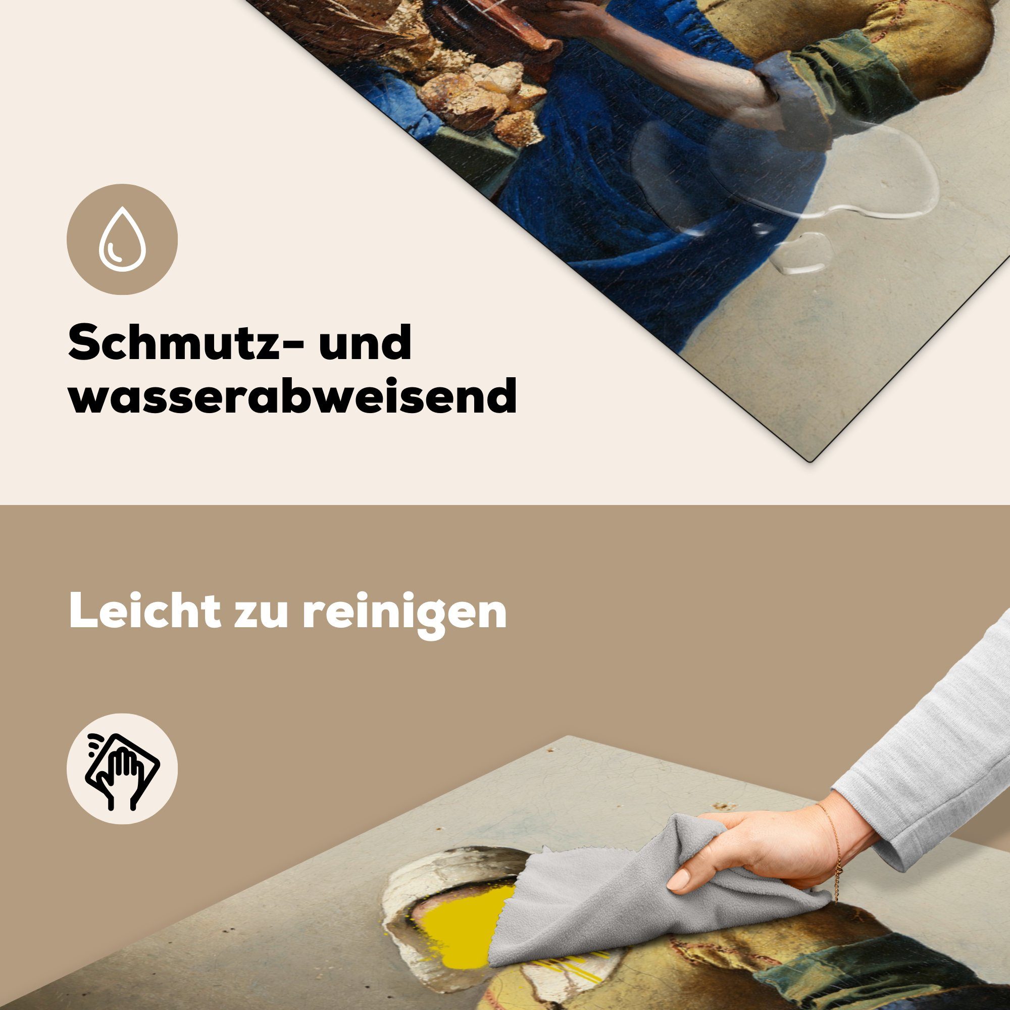 Kunst, Das Vinyl, - küche Milchmädchen 78x78 Vermeer (1 für MuchoWow - Ceranfeldabdeckung, Herdblende-/Abdeckplatte Arbeitsplatte cm, tlg),