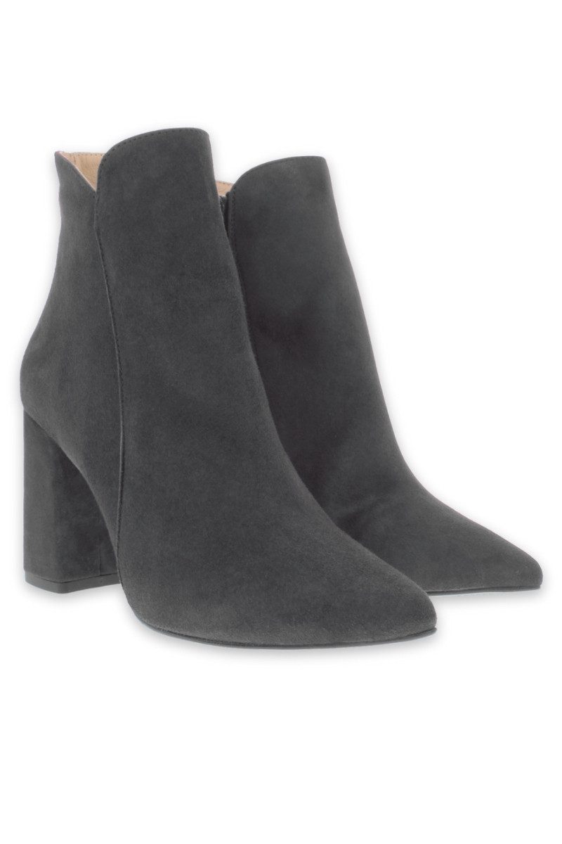 XAVER LUIS Schuhmanufaktur Trachten Stiefeletten - VERO - Samtziege dunkelgrau Stiefelette